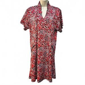 Bermuda Sands Golf Fitness Summer Dress | Coral Tan White & Black | Size Large